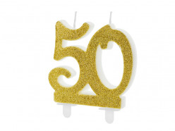 Vela Aniversário Dourado Glitter Nº50