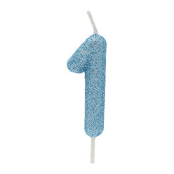 Vela Aniversário Glitter Azul Nº 1