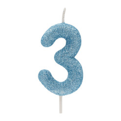 Vela Aniversário Glitter Azul Nº 3