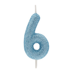 Vela Aniversário Glitter Azul Nº 6