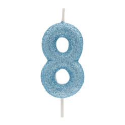 Vela Aniversário Glitter Azul Nº 8