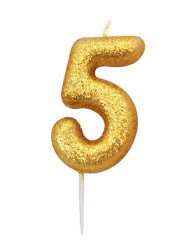 Vela Aniversário Gold Glitter Nº 5