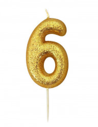 Vela Aniversário Gold Glitter Nº 6