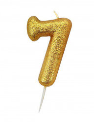 Vela Aniversário Gold Glitter Nº 7