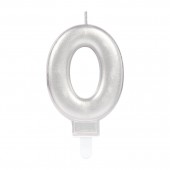 Vela Aniversário Nº 0 Prateado Metálico