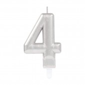 Vela Aniversário Nº 4 Prateado Metálico