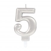 Vela Aniversário Nº 5 Prateado Metálico