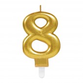 Vela Aniversário Nº 8 Dourado Metálico