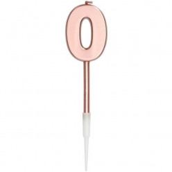 Vela Aniversário Nº0 Metálica Rose Gold 14cm
