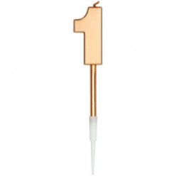 Vela Aniversário Nº1 Metálica Bronze 14cm