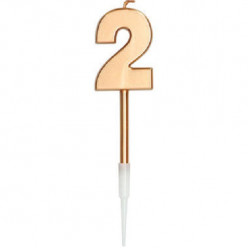 Vela Aniversário Nº2 Metálica Bronze 14cm