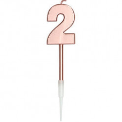 Vela Aniversário Nº2 Metálica Rose Gold 14cm