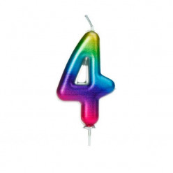 Vela Aniversário Nº4 Metálica Rainbow