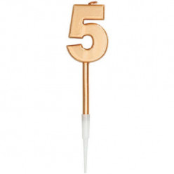 Vela Aniversário Nº5 Metálica Bronze 14cm