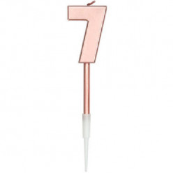 Vela Aniversário Nº7 Metálica Rose Gold 14cm