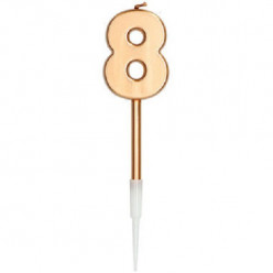 Vela Aniversário Nº8 Metálica Bronze 14cm