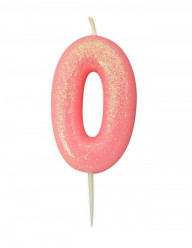 Vela Aniversário Rosa Glitter Nº 0