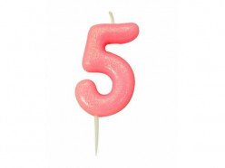 Vela Aniversário Rosa Glitter Nº 5