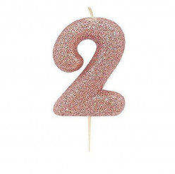 Vela Aniversário Rose Gold Glitter Nº 2