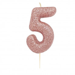 Vela Aniversário Rose Gold Glitter Nº 5