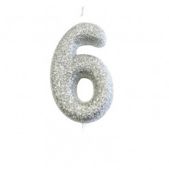 Vela Aniversário Silver Glitter Nº 6