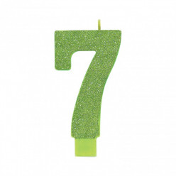 Vela Aniversário Verde com Glitter Nº7 13cm