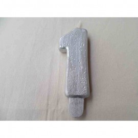 Vela nº 1 Prateado 9,5cm
