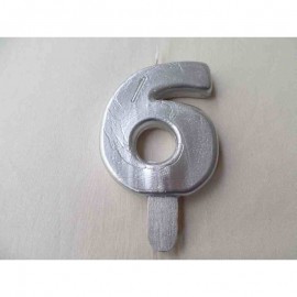 Vela nº 6 Prateado 9,5cm