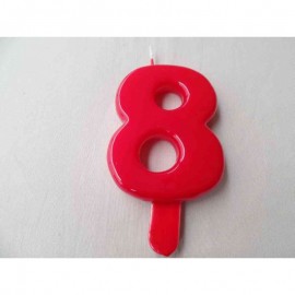 Vela nº 8 Vermelho 9,5cm